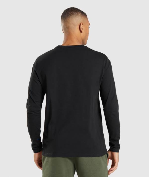 Panske Mikiny Gymshark Crest Long Sleeve Čierne | HQ4208735